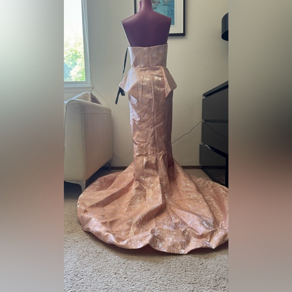 Strapless Peplum Mermaid 
Gown by Cinderella Divine - Picture 6 of 9